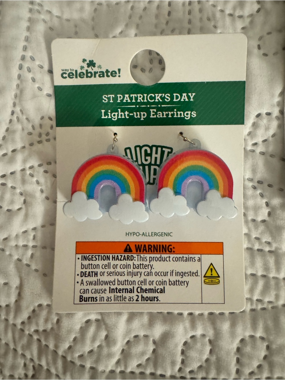 Light-Up Rainbow Cloud Earrings - Multicolor White - Way to Celebrate!